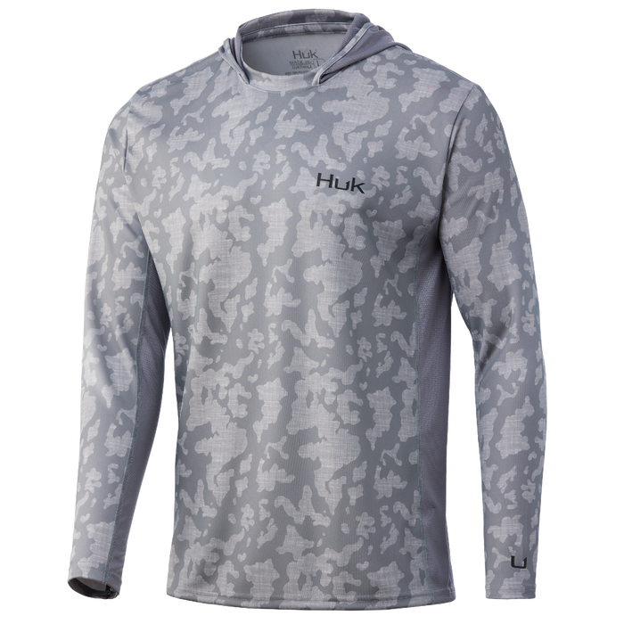 Huk Icon X Running Lakes Hoodie Overcast Grey Mens