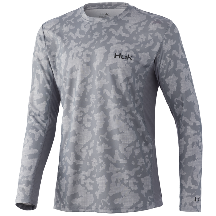 Huk Icon X Running Lakes Long Sleeve Overcast Grey Mens