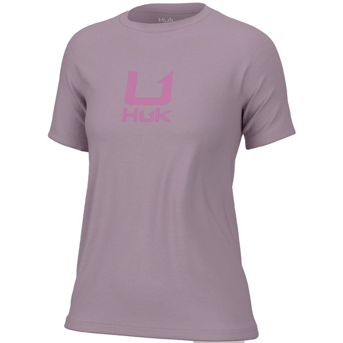 Huk Logo Crew Short Sleeve Tee Winsome Orchid Womens