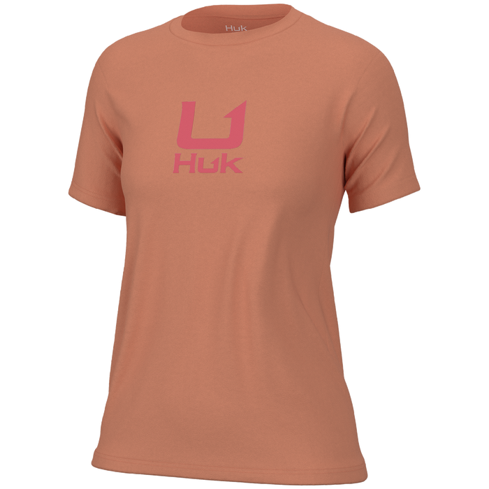 Huk Logo Crew Short Sleeve Tee Coral Reef Womens