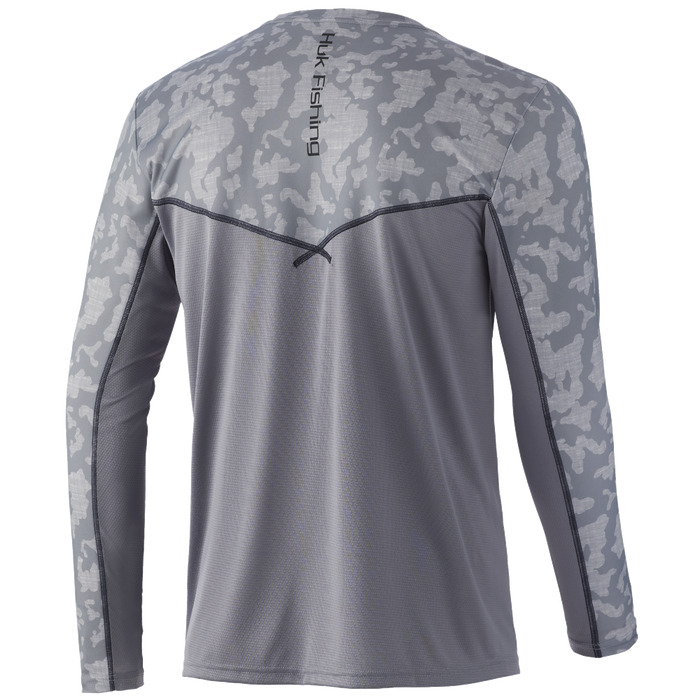 Huk Icon X Running Lakes Long Sleeve Overcast Grey Mens