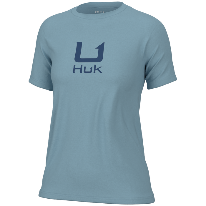 Huk Logo Crew Short Sleeve Tee Crystal Blue Womens