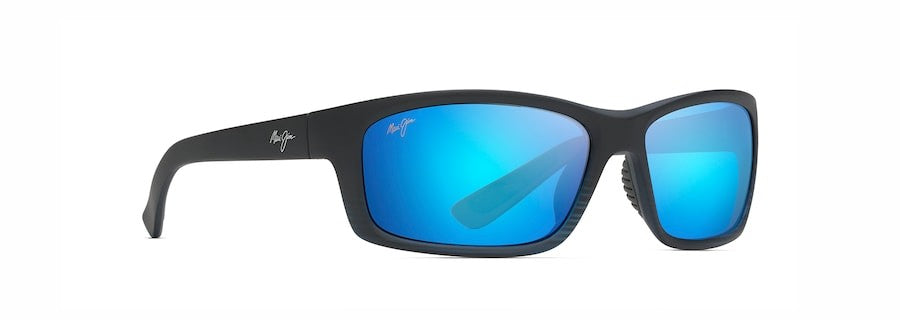 Maui Jim Kanaio Coast Matte Translucent Blue Black With Stripe Blue Hawaii Superthin Glass