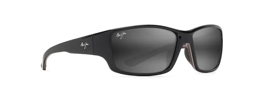 Maui Jim Local Kine Shiny Black With Grey & Maroon Neutral Grey Superthin Glass