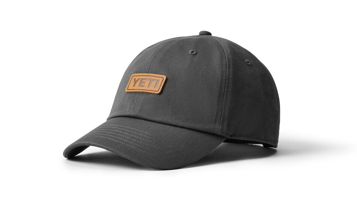 Yeti Leather Logo Badge Hat Dark Grey