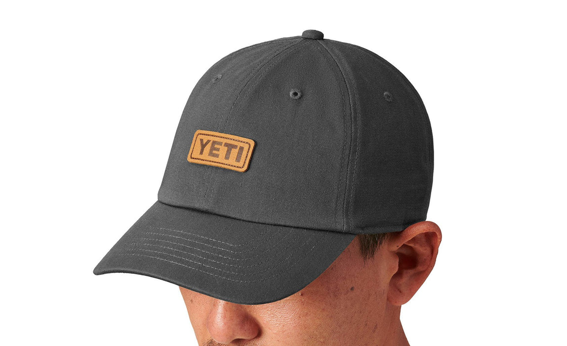 Yeti Leather Logo Badge Hat Dark Grey