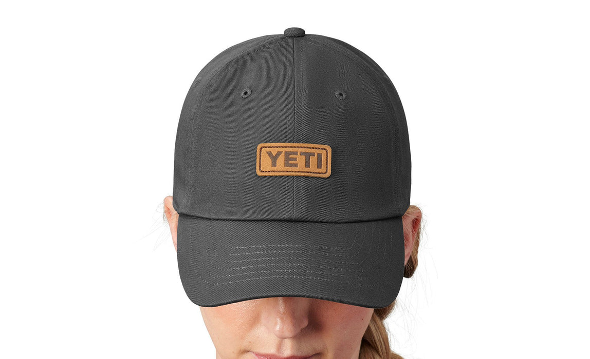 Yeti Leather Logo Badge Hat Dark Grey