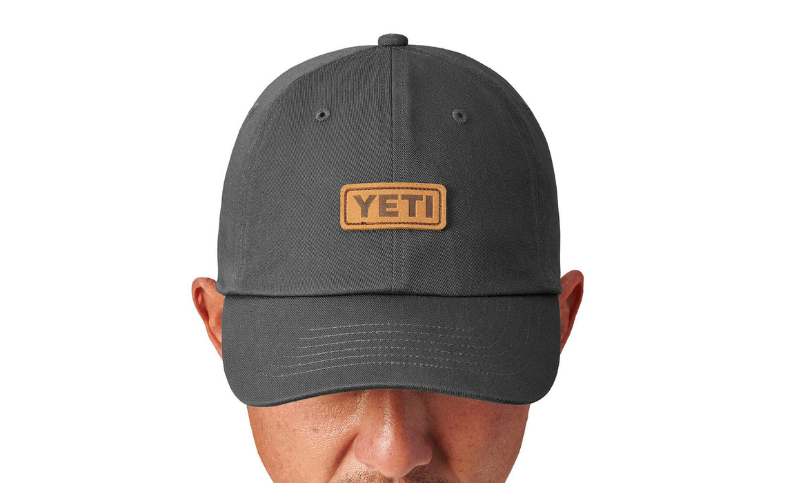 Yeti Leather Logo Badge Hat Dark Grey