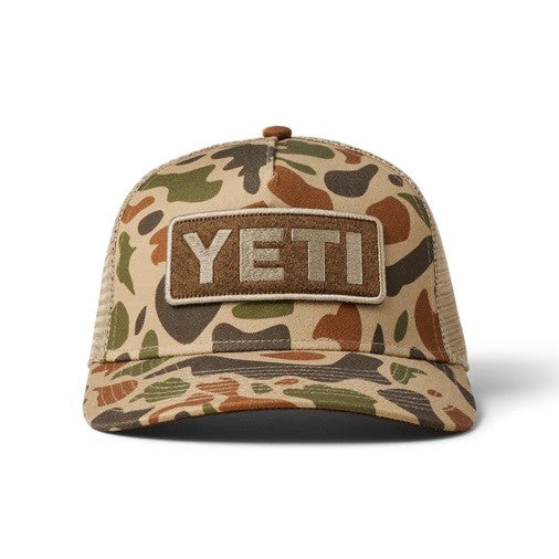 Yeti Logo Full Camo Trucker Hat Brown/camo