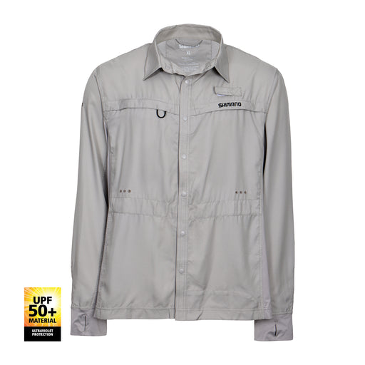 Shimano Pro Stretch Vented Long Sleeve Fishing Shirt - Paloma Grey [size:small]