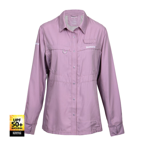 Shimano Ladies Pro Stretch Vented Fishing Shirt - Orchid Hush [size:10]