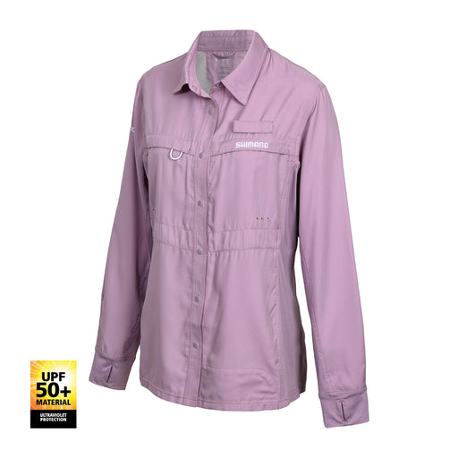 Shimano Ladies Pro Stretch Vented Fishing Shirt - Orchid Hush [size:10]