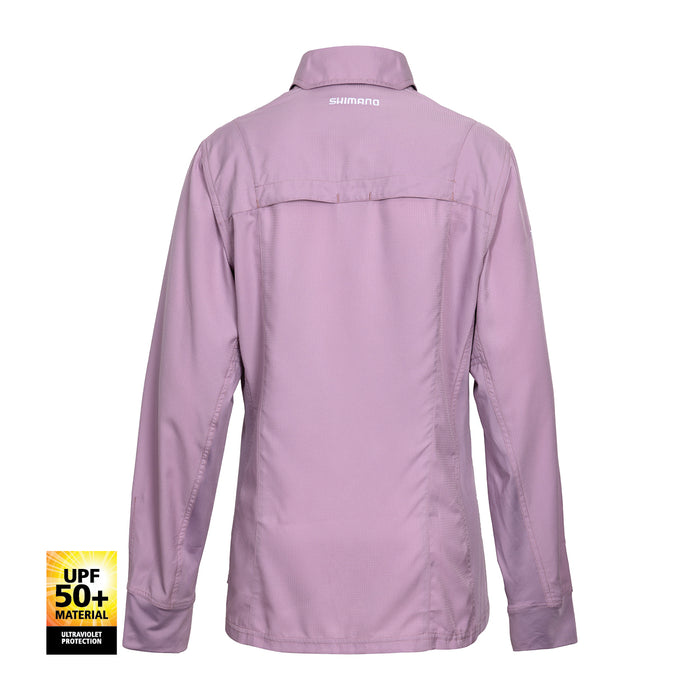 Shimano Ladies Pro Stretch Vented Fishing Shirt - Orchid Hush [size:16]