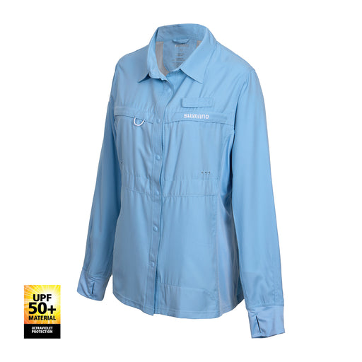 Shimano Ladies Pro Stretch Vented Long Sleeve Fishing Shirt - Sky Blue [size:10]