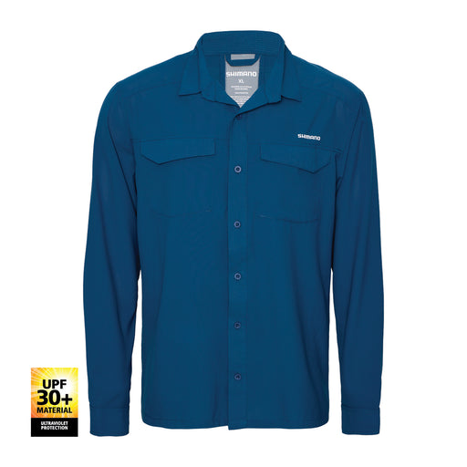 Shimano Pro Long Sleeve Fishing Shirt Navy Shimano [size:medium]