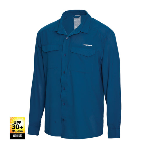 Shimano Pro Long Sleeve Fishing Shirt Navy Shimano [size:medium]