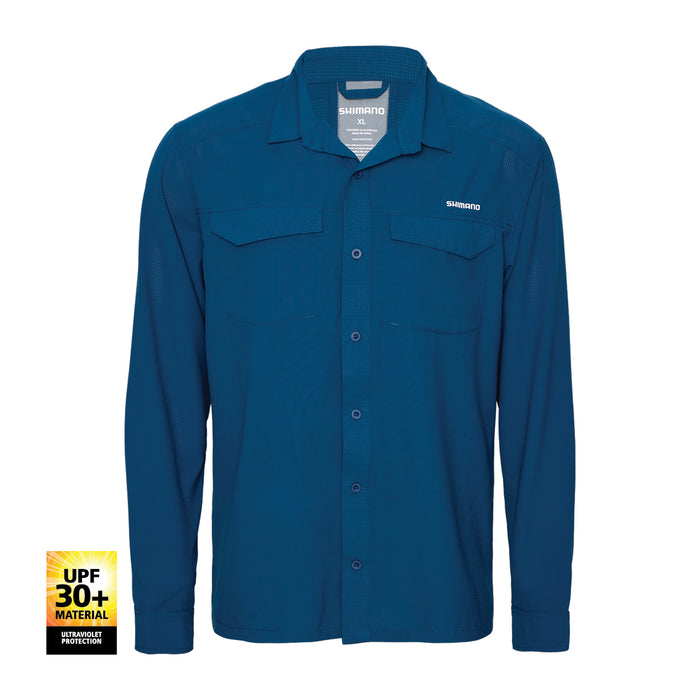Shimano Pro Long Sleeve Fishing Shirt Navy Shimano [size:large]