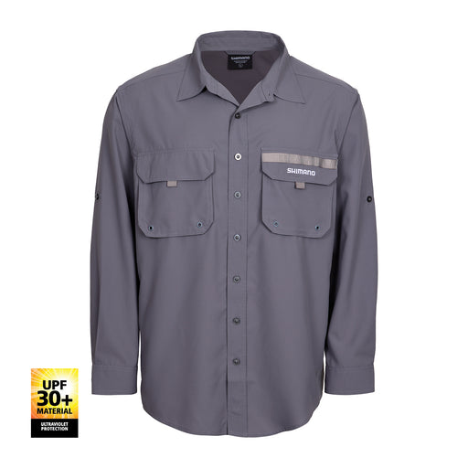Shimano Vented Long Sleeve Fishing Shirt Grey [size:large]