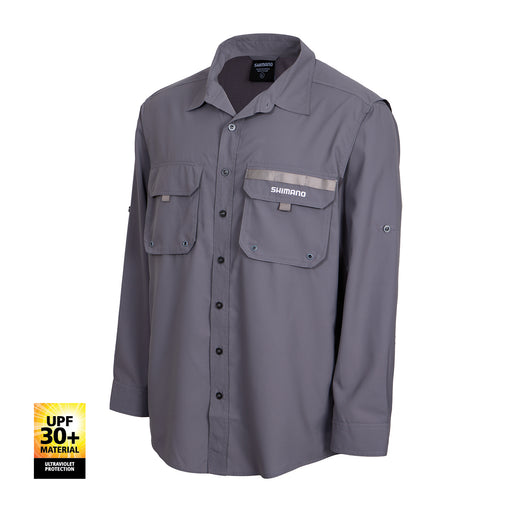 Shimano Vented Long Sleeve Fishing Shirt Grey [size:large]