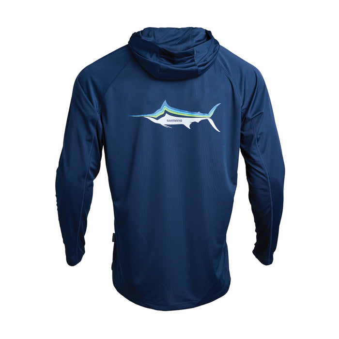 Shimano Performance Hooded Long Sleeve Tech Tee Marlin Navy [size:4xl]